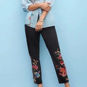 JW  NWT Mina black dragon embroidered pants -xs size 2